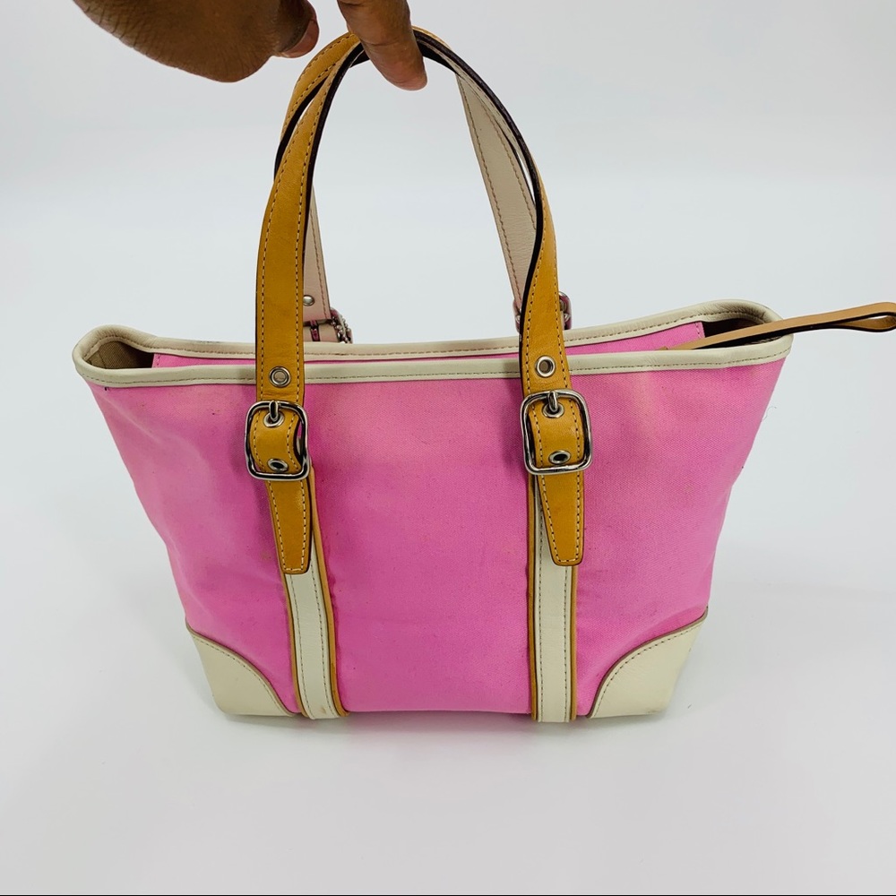 Coach Hampton Pink Canvas Tote Bag - Picture 4 of 8
